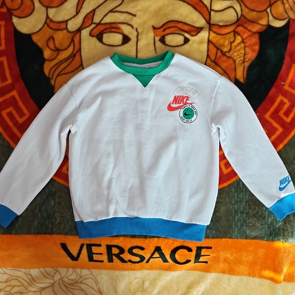 Nike Other - Nike White Sweatshirt with Blue and Green Accents
